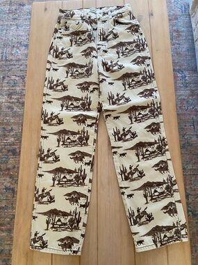 Reformation Sonora Jeans Desert Sand Western Cowboy Print Jeans | sz 25